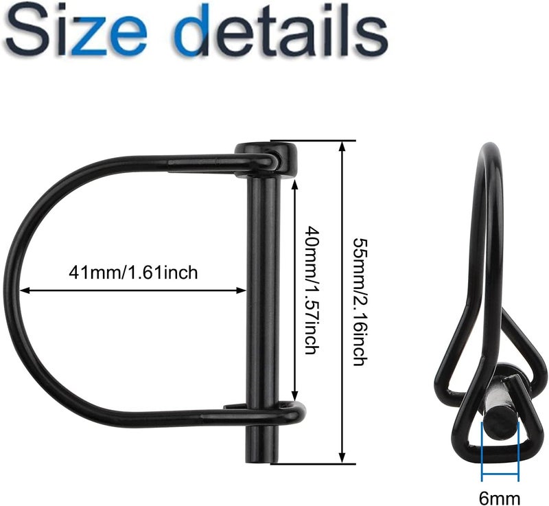 INCREWAY 10pcs Wire Lock Pin, 1/4" Heavy Duty Safety Coupler Shaft Locking Pin Hitch Pto Pin Round Loop Wire Lock Trailers Pin for Farm Lawn Garden (Pack of 2) - Image 2